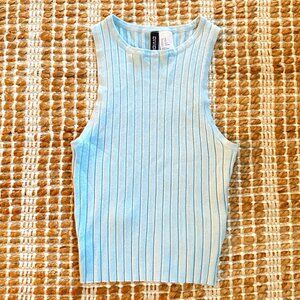 H&M Divided Light Blue Cropped Halter Top – Size XS